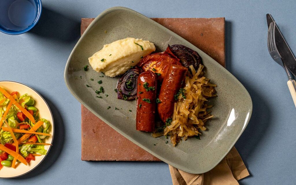 Recept från Fast Fusion Climate Week. New York Vegochorizo med plasternacksmos och surkål.